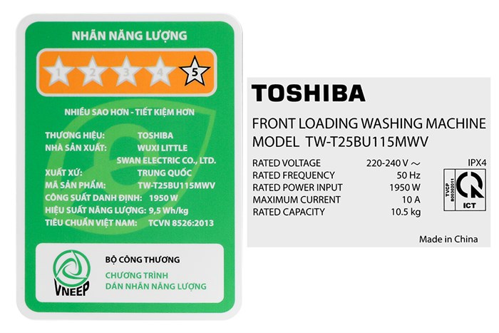 Máy Giặt Toshiba Inverter 10,5 Kg TW-T25BU115MWV(MG)